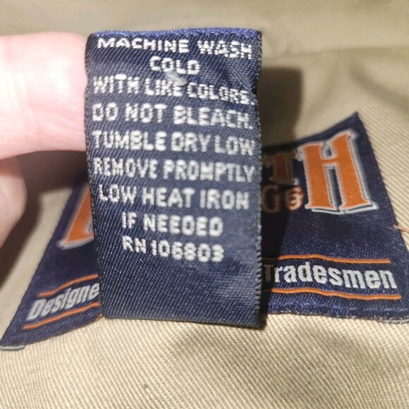 Duluth Trading Coat Mens L/Tall Khaki Cotton Canvas Fire Hose Presentation - Picture 9 of 9